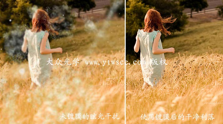 望远镜眩光的对比